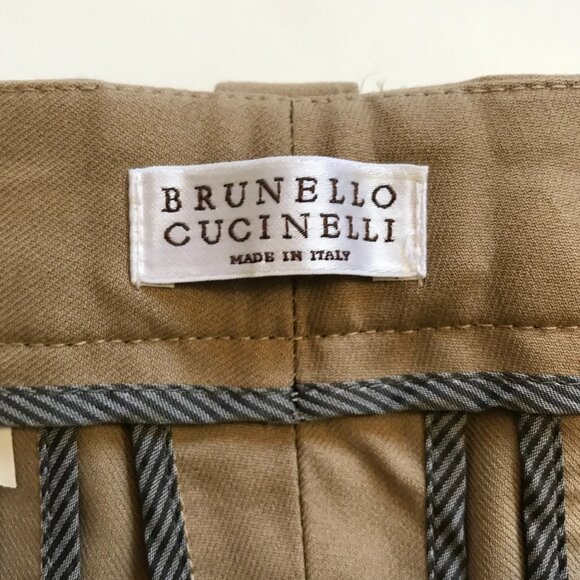 Brunello Cucinelli Cuffed Pants Trousers Womens 42 6 Beige Tan High Rise Cropped - Picture 9 of 15
